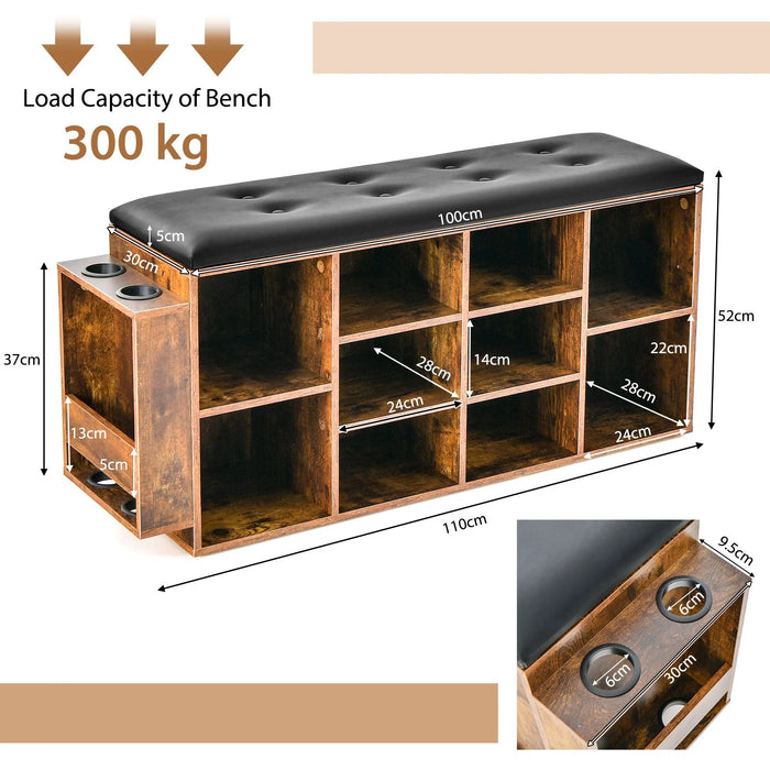 Shoe Storage Bench with Umbrella Stand and Padded Cushion