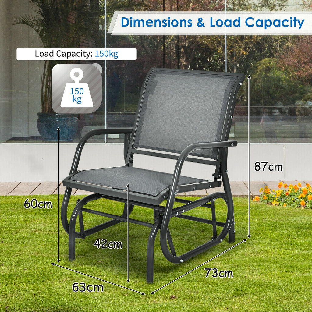 Glider Rocking Chair – Outdoor Swing Seat with Steel Frame & Breathable Fabric