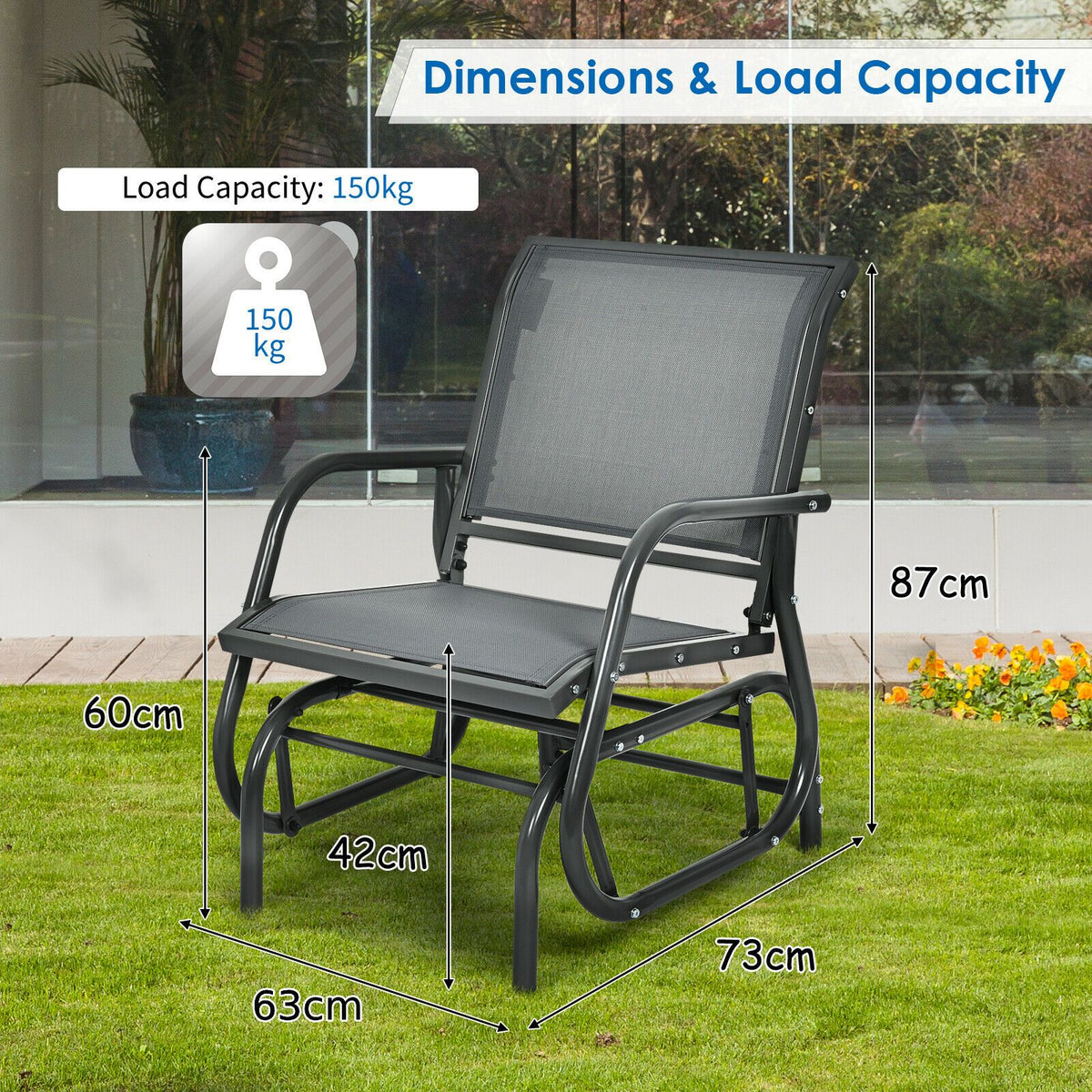 Glider Rocking Chair – Outdoor Swing Seat with Steel Frame & Breathable Fabric
