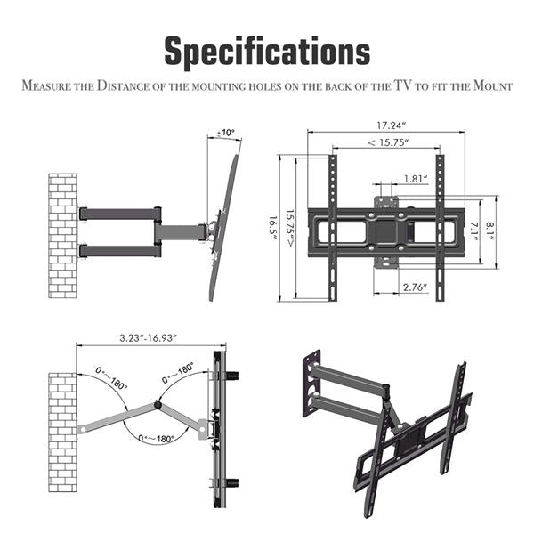TV Stand for 32–65 Inch Screens – Single Arm Swivel Mount with Small Base, Tilt & Height Adjustable Bracket