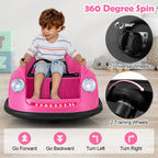 SEDOL 12V High-Torque Kids Bumper Car with Dual 10,000 RPM Motors 360° Zero-Turn Dual Levers Parental Remote Control and Wall-Safe Reinforced Bumper