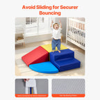 SEDOL 4-Piece Foam Climbing Blocks Soft Play Activity Set Indoor Montessori Toddler Crawl and Slide Playset Waterproof PU Leather with Anti-Slip Velcro for Babies