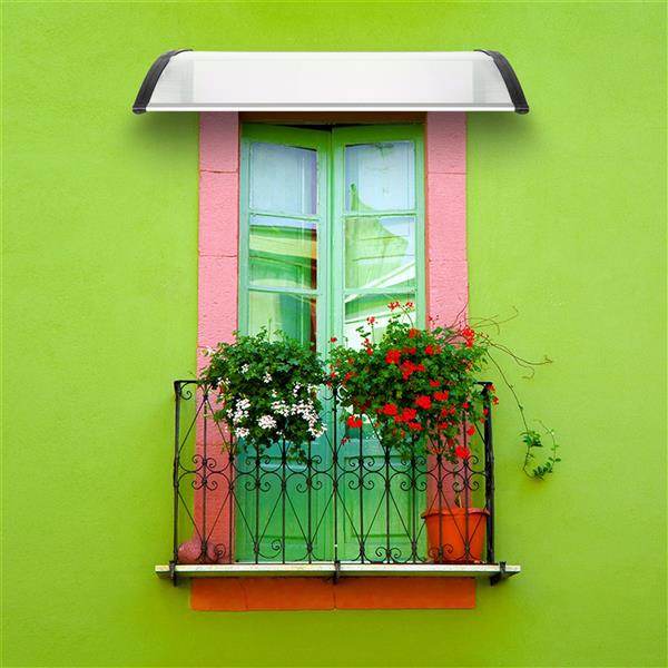 120x80cm Door Canopy – Outdoor Rain Cover Awning for Front Door, Window or Patio (White/Black)