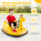 SEDOL 12V Giraffe Series Toddler Bumper Car with 360° Zero-Turn Dual Joysticks Parental Remote Control and Integrated LED Sensory Light Show