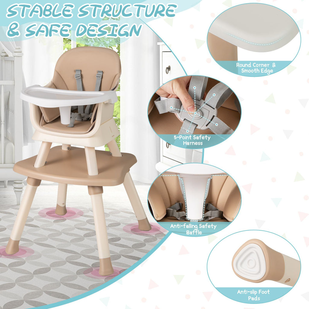 SEDOL 6-in-1 Ultimate Baby-to-Toddler High Chair & Activity Station with Building Block Tabletop Parental Booster Seat and Waterproof PU Leather Cushion – 25kg Capacity