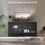 Modern Wooden TV Stand with Tempered Glass Doors for Tvs up to 50''