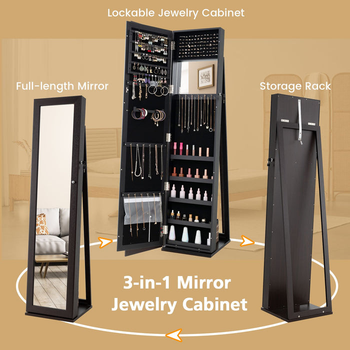 3-In-1 Mirrored Jewellery Armoire with Display Shelves
