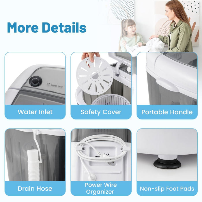 2-in-1 Mini Washer & Spin Dryer – Portable Semi-Auto Laundry for Flats, RVs, Dorms