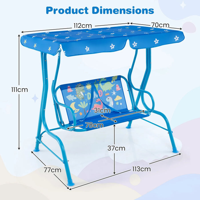 2-Seater Kids Swing Chair with Adjustable Canopy & Safety Belts