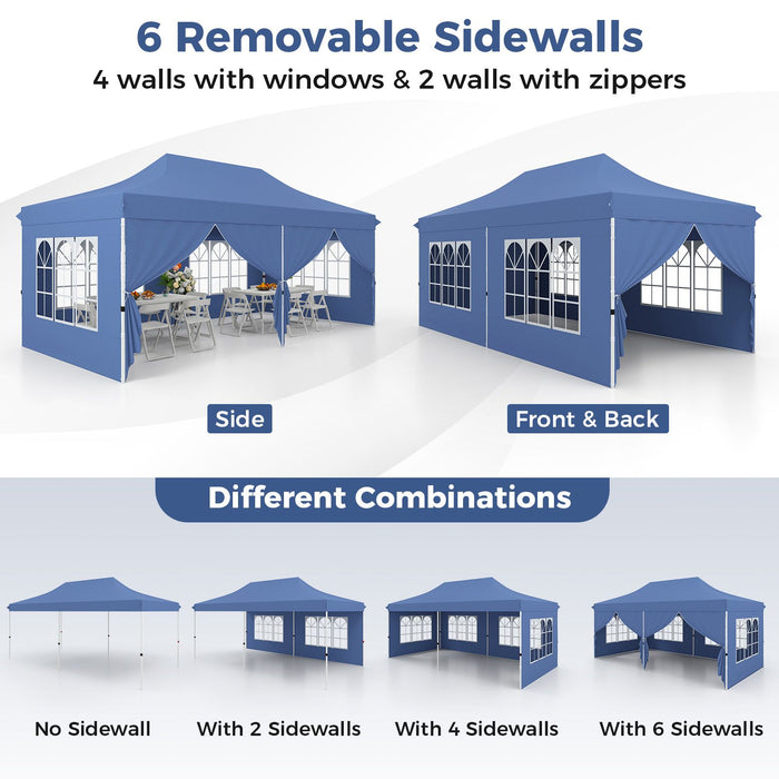 Pop-Up Canopy Gazebo Tent with 6 Removable Sidewalls & Carry Bag