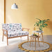 2-Seater Wooden Upholstered Loveseat with Rubber Wood Armrests