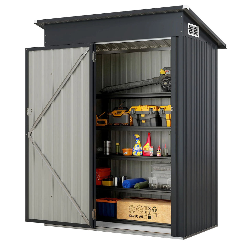 All-Weather Outdoor Storage Shed – Waterproof Garden Utility Cabinet with Sloping Roof
