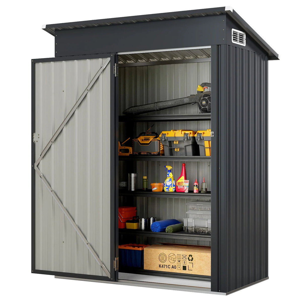 All-Weather Outdoor Storage Shed – Waterproof Garden Utility Cabinet with Sloping Roof