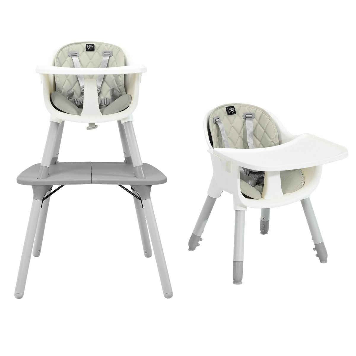 SEDOL 5-in-1 Convertible Baby High Chair & Independent Play Table Set with 5-Point Safety Harness 2-Position Removable Tray and Waterproof Easy-Clean Cushion