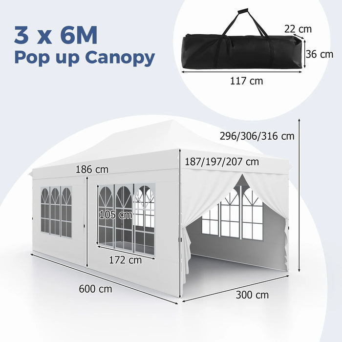 Pop-Up Canopy Gazebo Tent with 6 Removable Sidewalls & Carry Bag