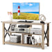 3-Tier Rustic TV Stand with Open Shelves and Cable Management