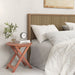 Wooden Side Table with Slatted Tabletop and Sturdy X-Shaped Frame