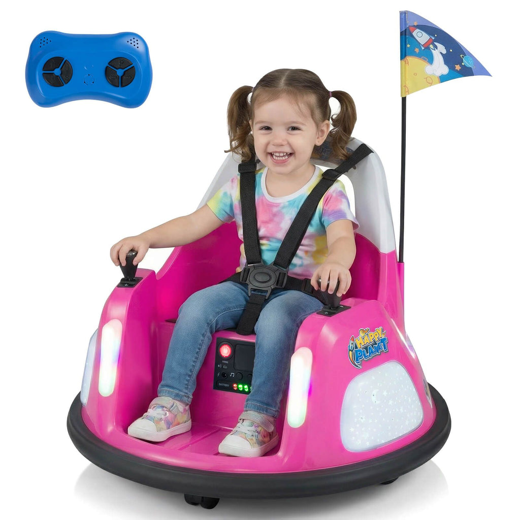 SEDOL 12V High-Performance Kids Bumper Car with 5-Point Safety Harness 360° Zero-Turn Dual Joysticks Parental Remote Control and 5-Mode LED Light Show