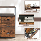 2-Tier Dresser with 6 Removable Fabric Drawers and Wooden Top