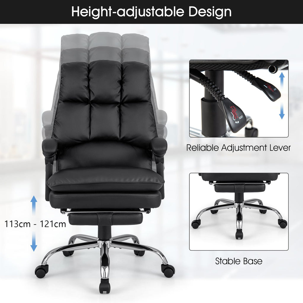 Ergonomic Adjustable High Back Rolling Computer Chair with Retractable Footrest