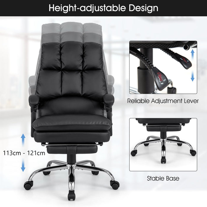 Ergonomic Adjustable High Back Rolling Computer Chair with Retractable Footrest