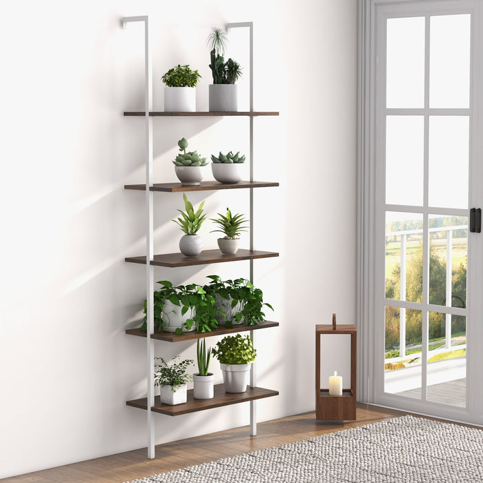 5-Tier Ladder Shelf with Steel Frame for Living Room Bedroom Office