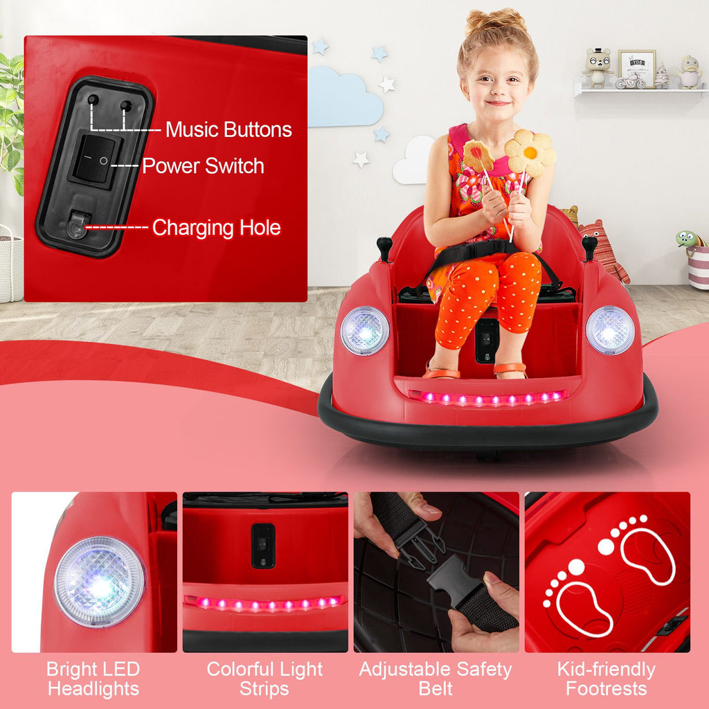 SEDOL 12V High-Torque Kids Bumper Car with Dual 10,000 RPM Motors 360° Zero-Turn Dual Levers Parental Remote Control and Wall-Safe Reinforced Bumper