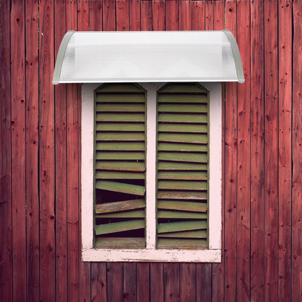 120x80cm Door Canopy – Outdoor Rain Cover Awning for Front Door, Window or Patio (White/Grey)