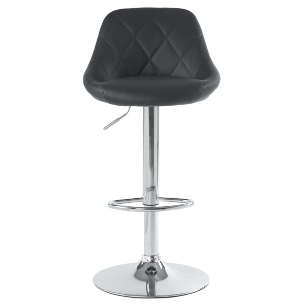 Adjustable PU Leather Counter & Bar Stool Set of 2 – Swivel 360°, Gas‑lift Height, Backrest, Footrest – Black