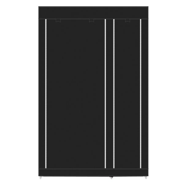 67" Portable Clothes Wardrobe – Fabric Closet with Hanging Rod (Black)