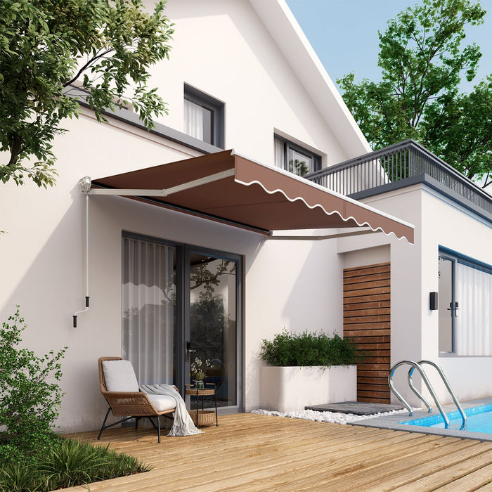 10x8ft Retractable Awning with Crank Handle