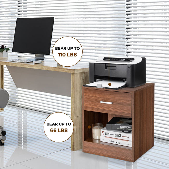 2-Tier Nightstand with Drawer and Open Component
