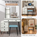 Vanity Table Set with 3-Color LED Lights Mirror and Charging Station