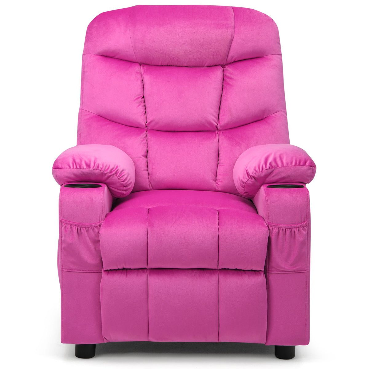 SEDOL Deluxe Larger Kids Recliner Armchair with Dual Cup Holders and Storage Pockets Premium Velvet Children’s Lounge Chair with 130° Adjustable Backrest & Pine Wood Frame