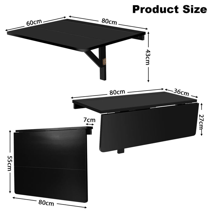 80 X 60 Cm Wall Mounted Folding Table Drop-Leaf Floating Writing Desk