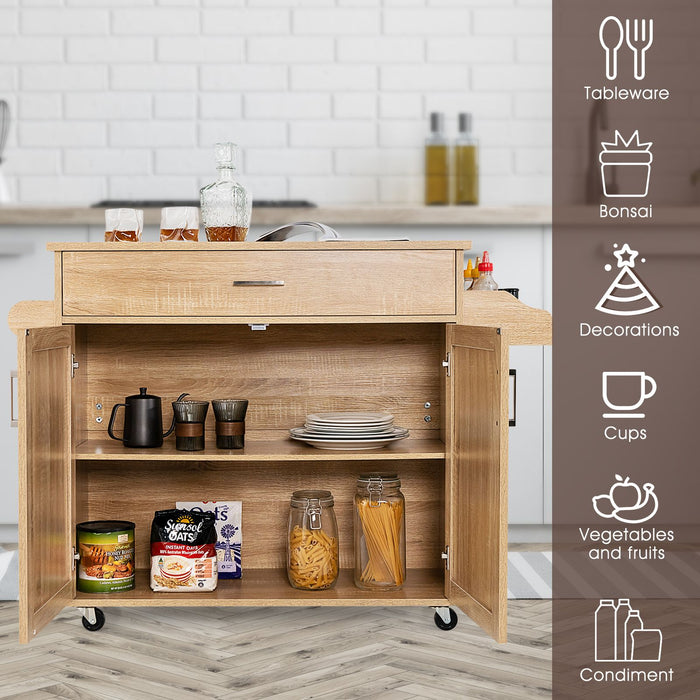 Rolling Kitchen Storage Trolley with Adjustable Shelf and Drawer