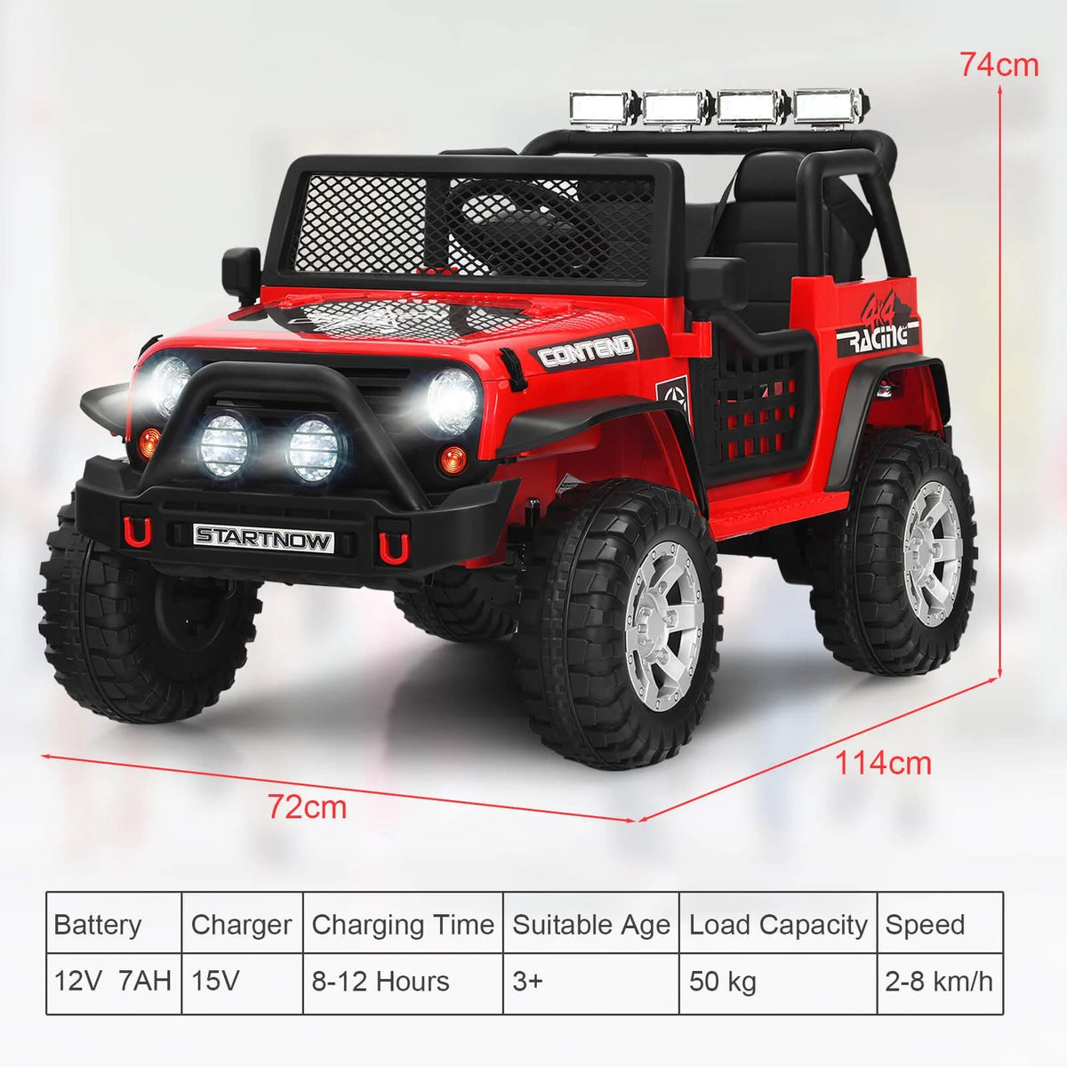 SEDOL 2-Seater Kids Ride-On Truck 12V Battery Powered Electric Car with Parental Remote Control Spring Suspension Rocking Mode and Bluetooth/USB Audio – 50kg Capacity