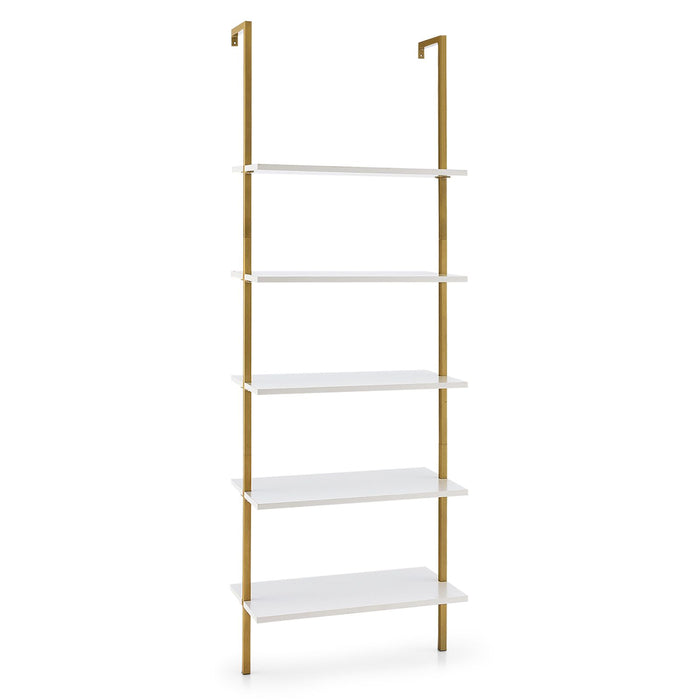 5-Tier Ladder Shelf with Steel Frame for Living Room Bedroom Office