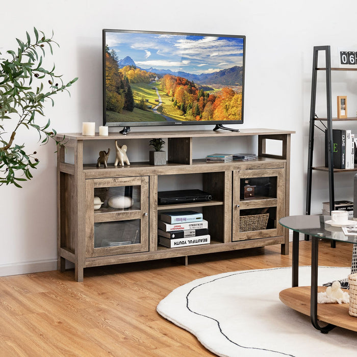 Living Room Console Table for Tvs with Wooden Fireplace and 2 Cabinets