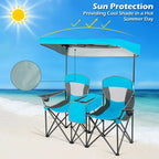 Double Folding Camping Chair with Canopy and Armrests