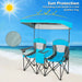 Double Folding Camping Chair with Canopy and Armrests