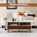 Rectangle Sofa Tea Table with Sturdy Metal Legs for Home Office