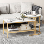 Set of 2 Nesting Coffee Table with Extra Storage Shelf
