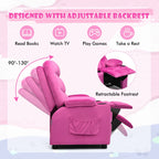SEDOL Deluxe Larger Kids Recliner Armchair with Dual Cup Holders and Storage Pockets Premium Velvet Children’s Lounge Chair with 130° Adjustable Backrest & Pine Wood Frame