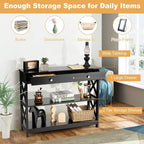 3-Tier Console Table with 1 Drawer and 2 Storage Shelves