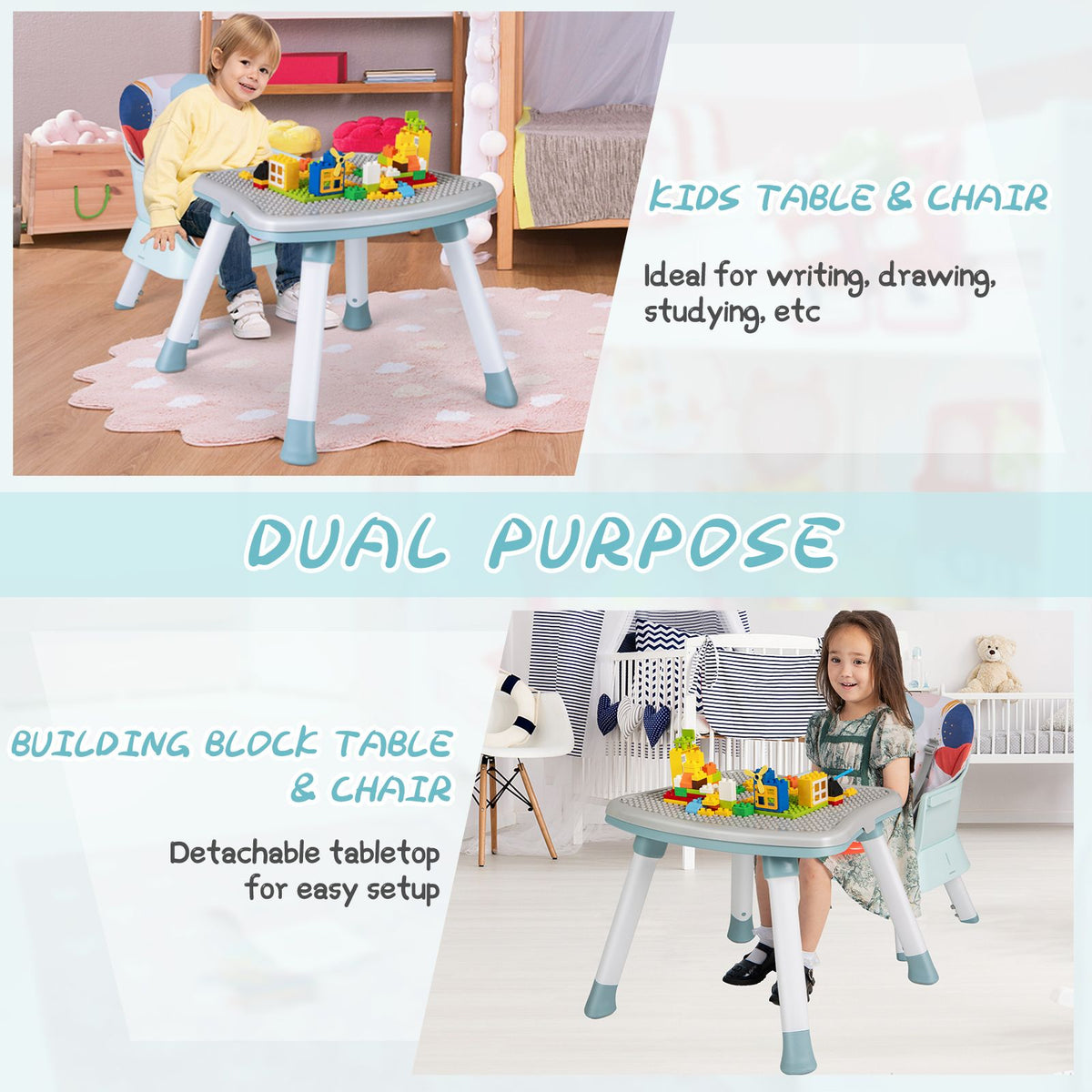 SEDOL 6-in-1 Ultimate Baby-to-Toddler High Chair & Activity Station with Building Block Tabletop Parental Booster Seat and Waterproof PU Leather Cushion – 25kg Capacity