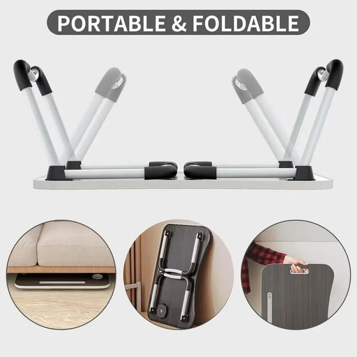 Folding Laptop Desk – Portable Bed & Sofa Lap Table with Tablet Slot, Cup Holder & Foldable Legs
