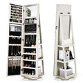 SEDOL 360° Rotating Full-Length Mirrored Jewellery Cabinet | Lockable Jewellery Armoire with 3-Tier Rear Display Shelves | Ultra-Large Storage for 120 Earrings, 78 Rings & 24 Necklaces | Velvet-Lined Boutique Organiser