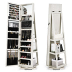 SEDOL 360° Rotating Full-Length Mirrored Jewellery Cabinet | Lockable Jewellery Armoire with 3-Tier Rear Display Shelves | Ultra-Large Storage for 120 Earrings, 78 Rings & 24 Necklaces | Velvet-Lined Boutique Organiser