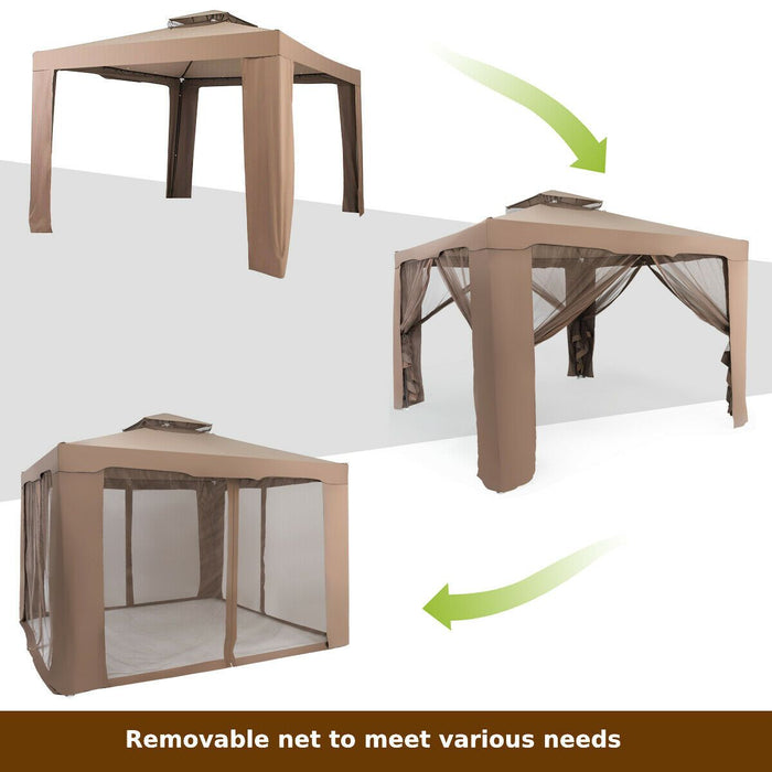 10x10ft Double-Tier Garden Gazebo with Vented Roof